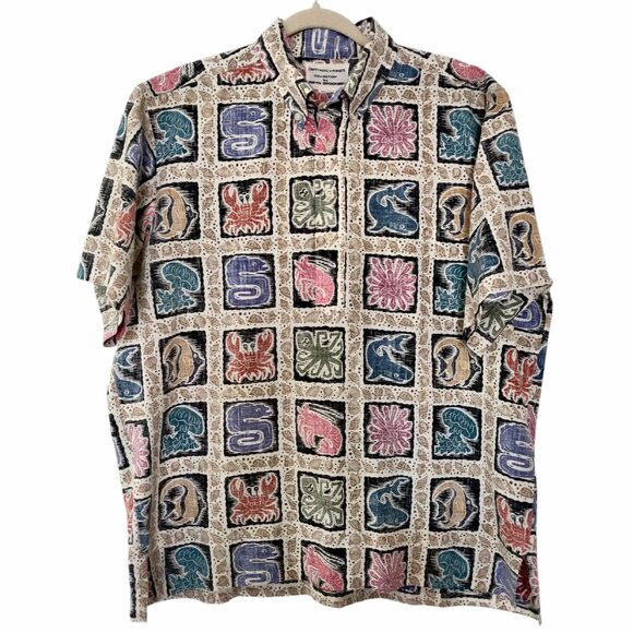 Reyn Spooner Dietrich Varez Mens Size L Sea Life Reverse Print 1/4 Popover Shirt - Picture 2 of 9